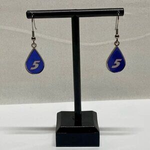 Nascar Tear Drop Earrings 5 Hendrick Motorsports Blue Silver Tone Hook Win Craft